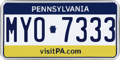 PA license plate MYO7333
