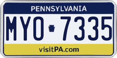 PA license plate MYO7335