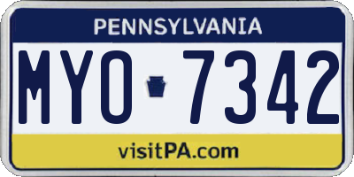 PA license plate MYO7342