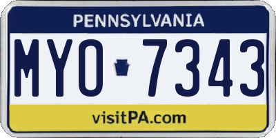 PA license plate MYO7343
