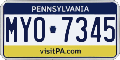 PA license plate MYO7345