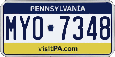 PA license plate MYO7348