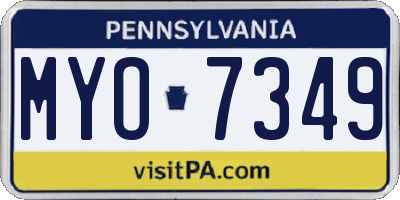 PA license plate MYO7349
