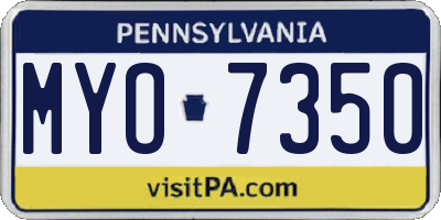 PA license plate MYO7350
