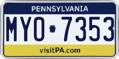 PA license plate MYO7353