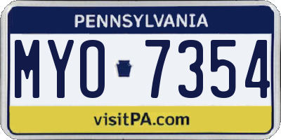 PA license plate MYO7354
