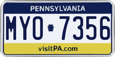 PA license plate MYO7356