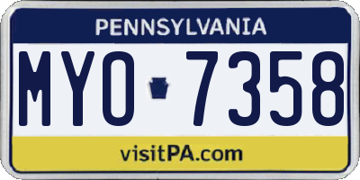 PA license plate MYO7358