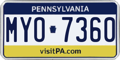PA license plate MYO7360