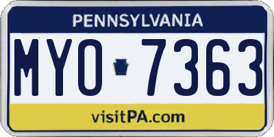 PA license plate MYO7363