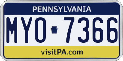 PA license plate MYO7366