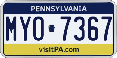 PA license plate MYO7367