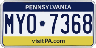 PA license plate MYO7368