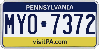 PA license plate MYO7372