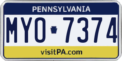 PA license plate MYO7374