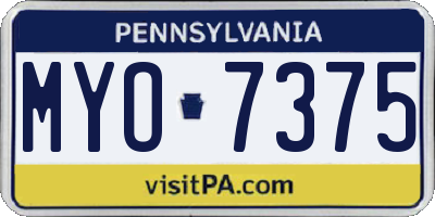 PA license plate MYO7375