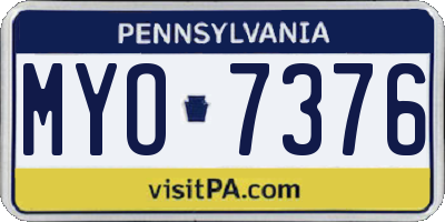 PA license plate MYO7376