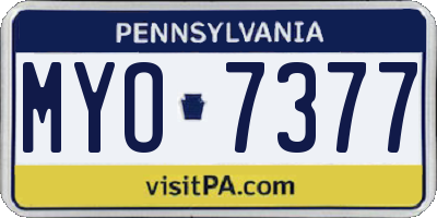 PA license plate MYO7377