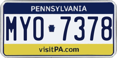 PA license plate MYO7378