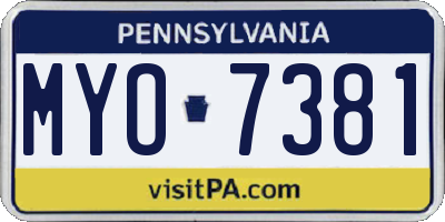 PA license plate MYO7381