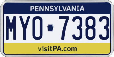 PA license plate MYO7383