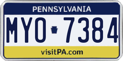 PA license plate MYO7384