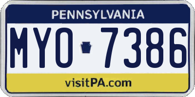 PA license plate MYO7386