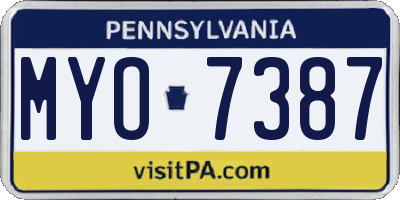 PA license plate MYO7387