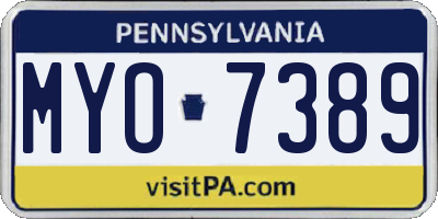 PA license plate MYO7389