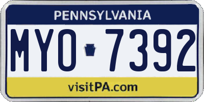 PA license plate MYO7392