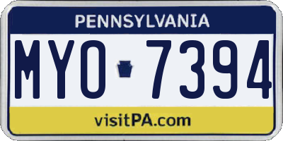 PA license plate MYO7394