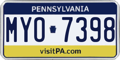 PA license plate MYO7398