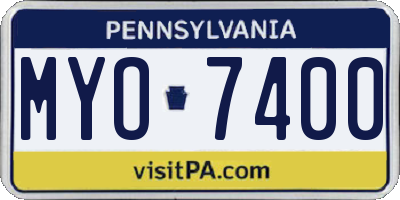 PA license plate MYO7400