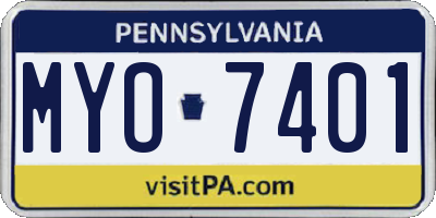 PA license plate MYO7401