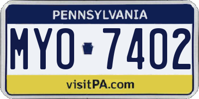 PA license plate MYO7402