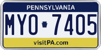PA license plate MYO7405