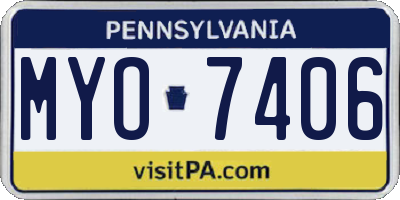 PA license plate MYO7406