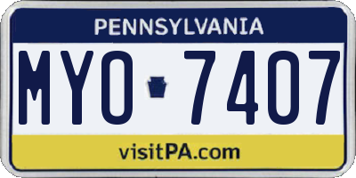 PA license plate MYO7407