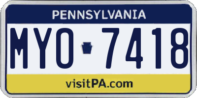 PA license plate MYO7418