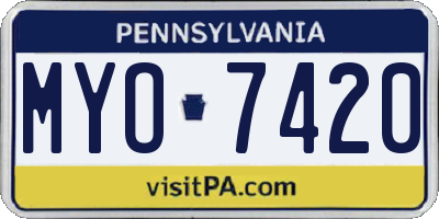 PA license plate MYO7420