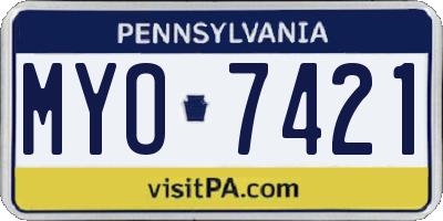 PA license plate MYO7421