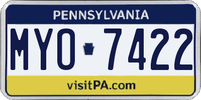 PA license plate MYO7422