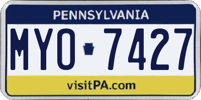 PA license plate MYO7427