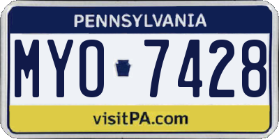 PA license plate MYO7428