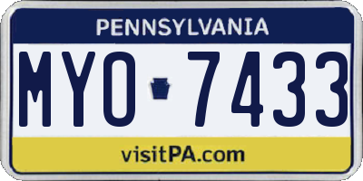 PA license plate MYO7433