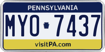 PA license plate MYO7437