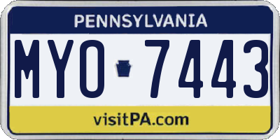 PA license plate MYO7443