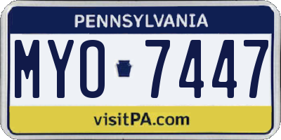PA license plate MYO7447