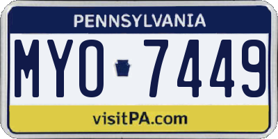 PA license plate MYO7449