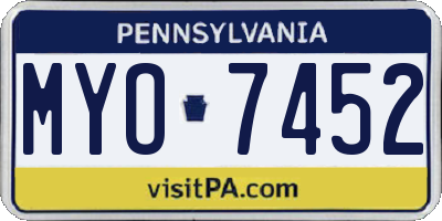 PA license plate MYO7452